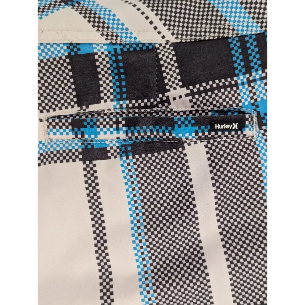 Hurley Phantom Boardshorts Mens 36 Blue Plaid Stretch Swim Trunks